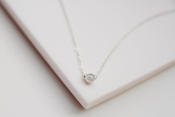 Birthstone Gemstone Solitaire Silver Necklace