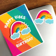 Happy Vibes Sunny Rainbow Sticker Birthday Card