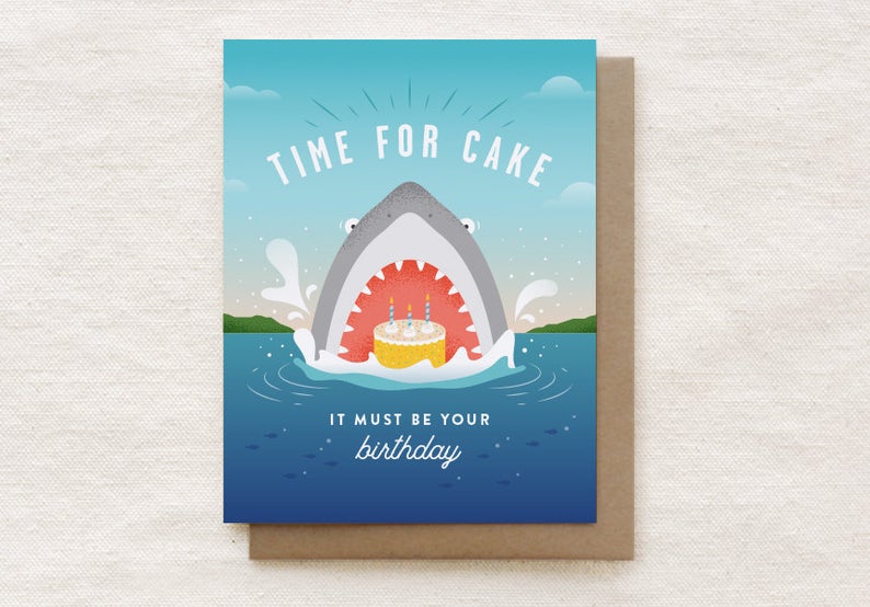 Shark Time for Cake Birthday Card