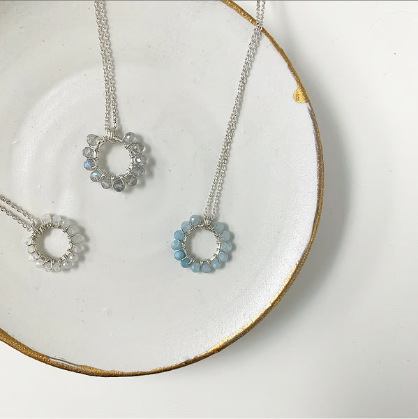 Circle Necklaces - Silver & Crystals