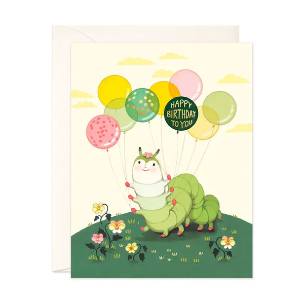 Caterpillar Balloons Birthday Card