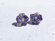 Iridescent Resin Flowers Studs - White or Purple