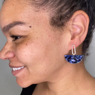 Esme - Navy Half Circle Acetate Earrings