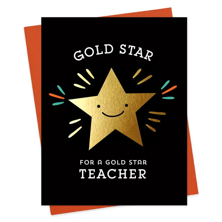 Gold Star Teacher Foil Stamped Teacher Appreciation Card