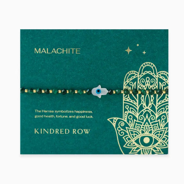 Malachite Hamsa Gemstone Bracelet