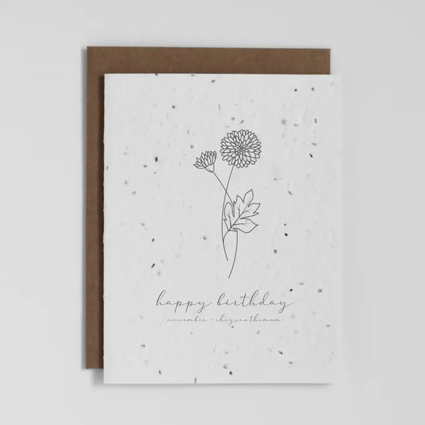 Plantable Card - November Birth Flower (Chrysanthemum)