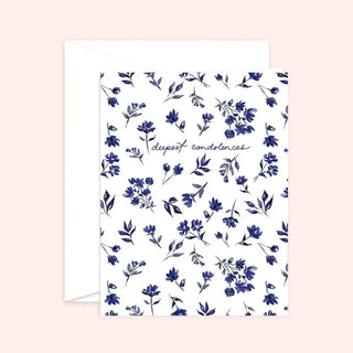 Deepest Condolences Navy Floral Card