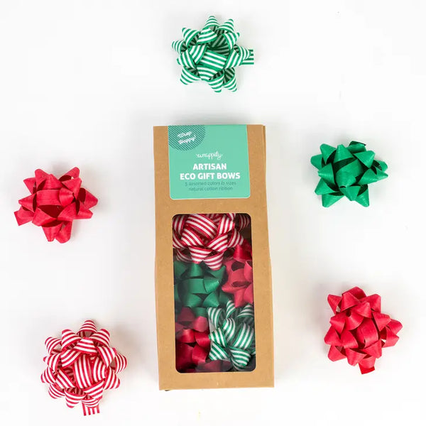 Eco Gift Bows • Artisanal Natural Cotton • Christmas Mix
