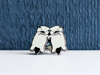 Otters Holding Hands Enamel Pin