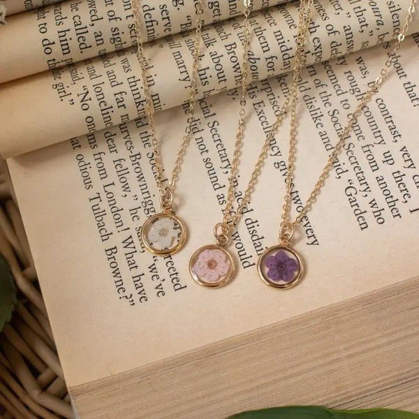 Small Pressed Flower Necklace