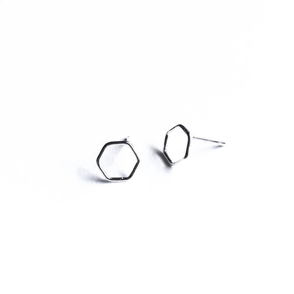 Simple Shapes Stud Earrings - Hexagon