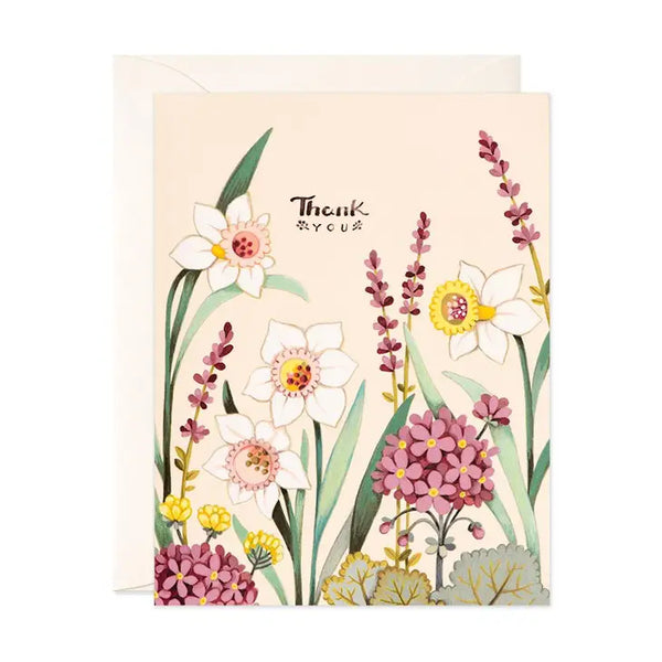 Cream Florals Thank You Card