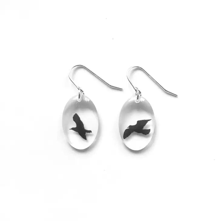 Small Oval Bird Earrings