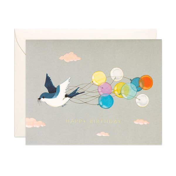 Bird with Balloons Birthday Card