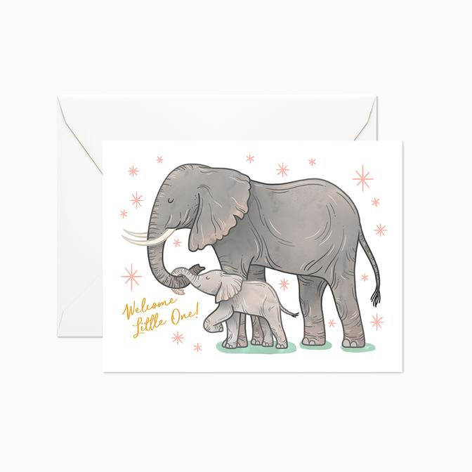 Welcome Little One Elephants Card