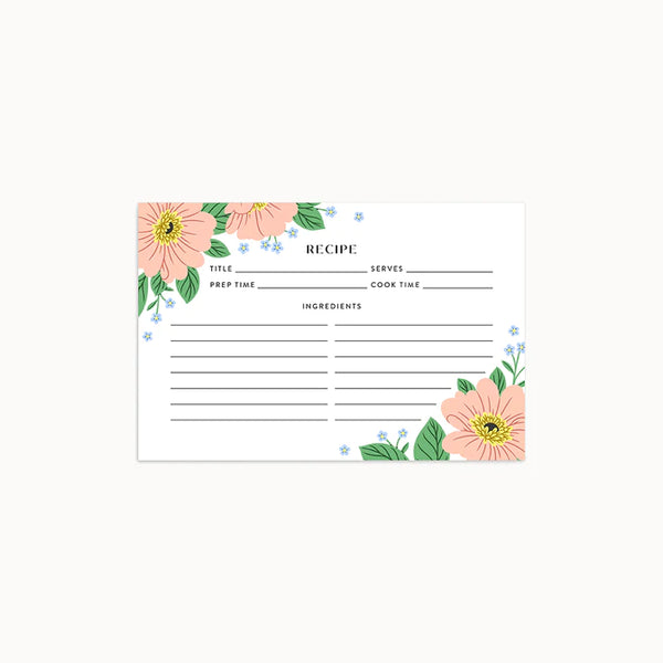Rosa Floral Recipe Cards | Set of 12
