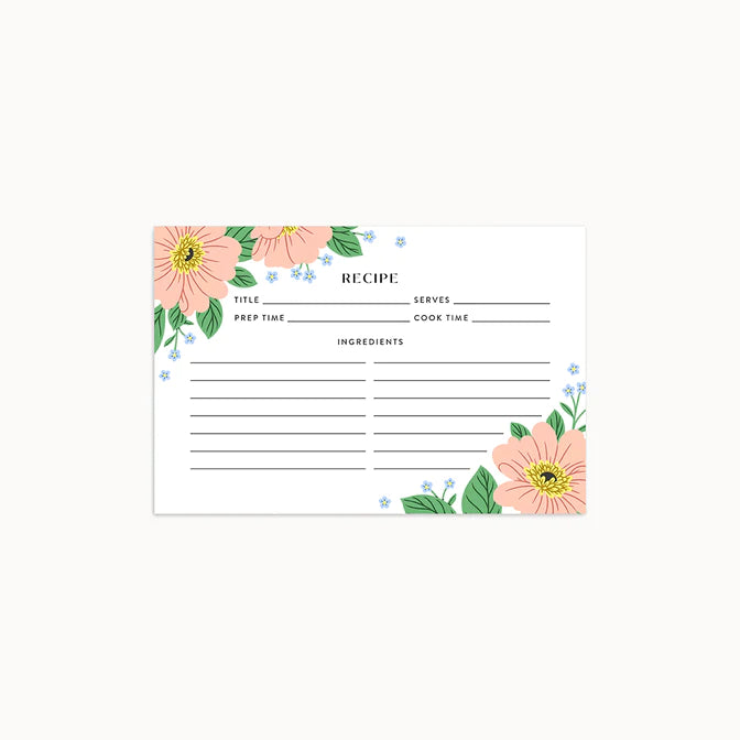 Rosa Floral Recipe Cards | Set of 12