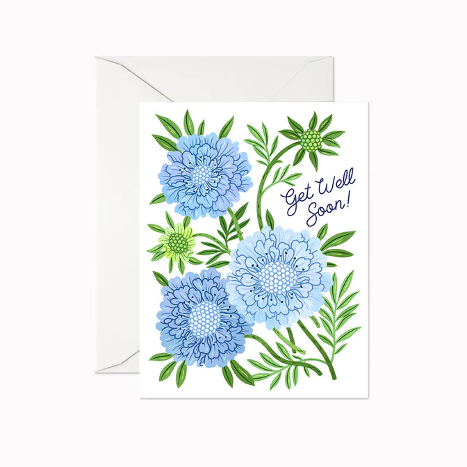 Get Well Soon Card - Blue Florals