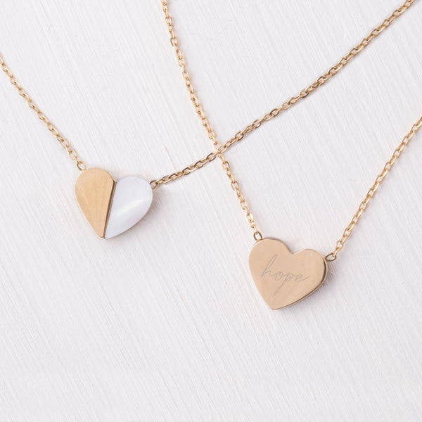 Give Hope Gold & Mother of Pearl Heart Necklace