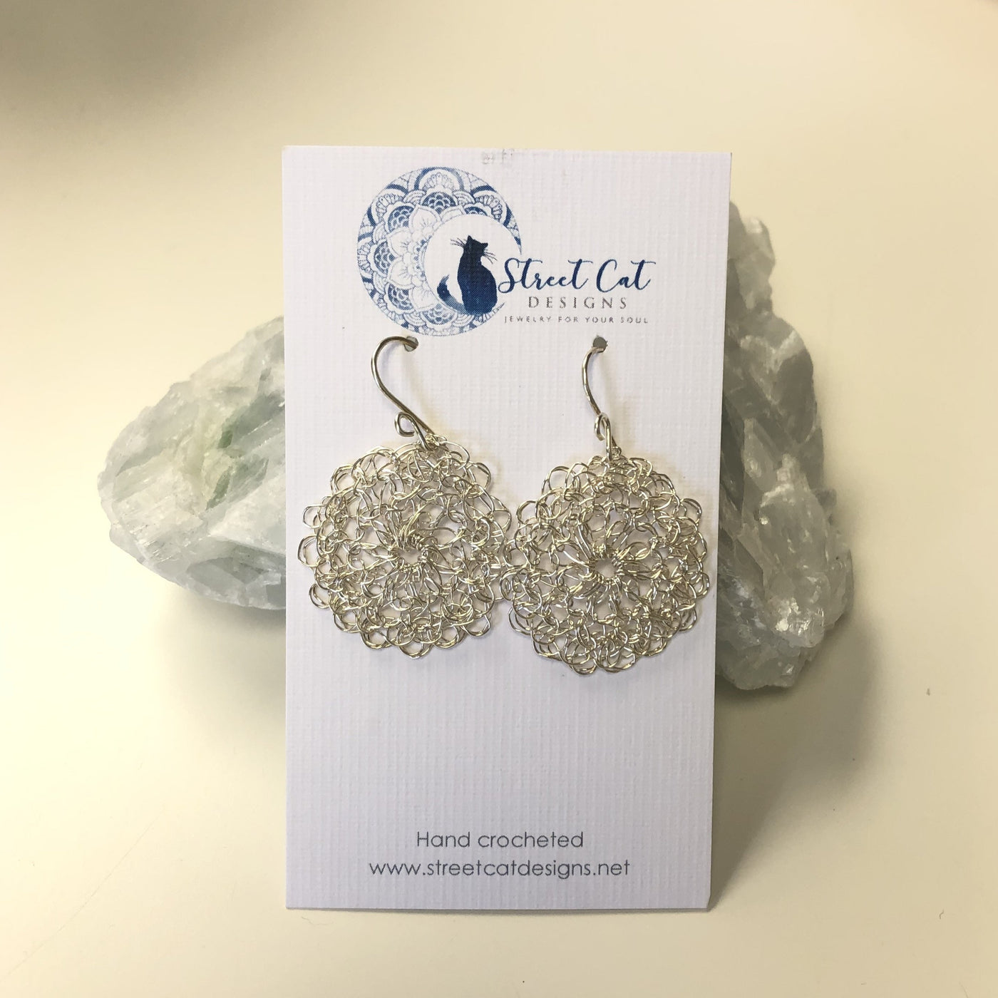 Crocheted Earrings - Silver