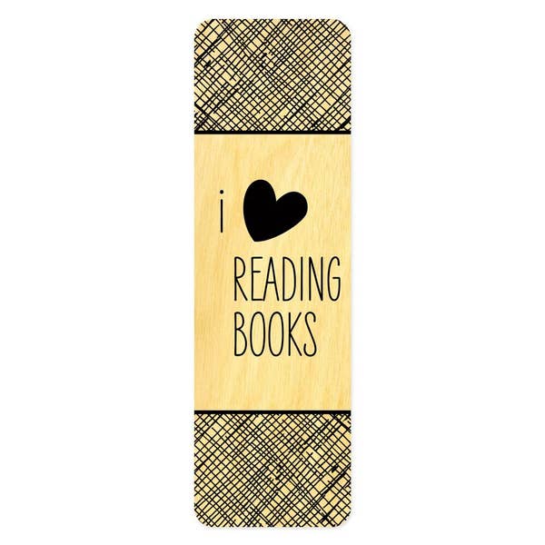 I Heart Reading Wood Bookmark