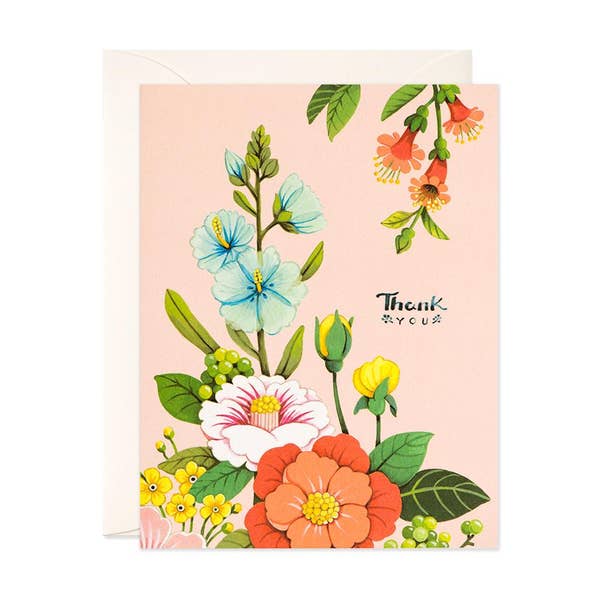 Pink Florals Thank You Card