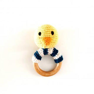 Duck Organic Wooden Teething Ring Rattle