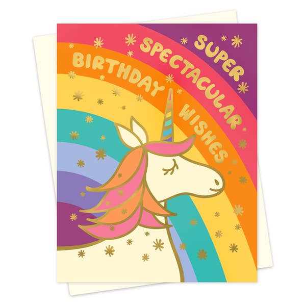 Super Spectacular Unicorn Birthday Gold Foil Card