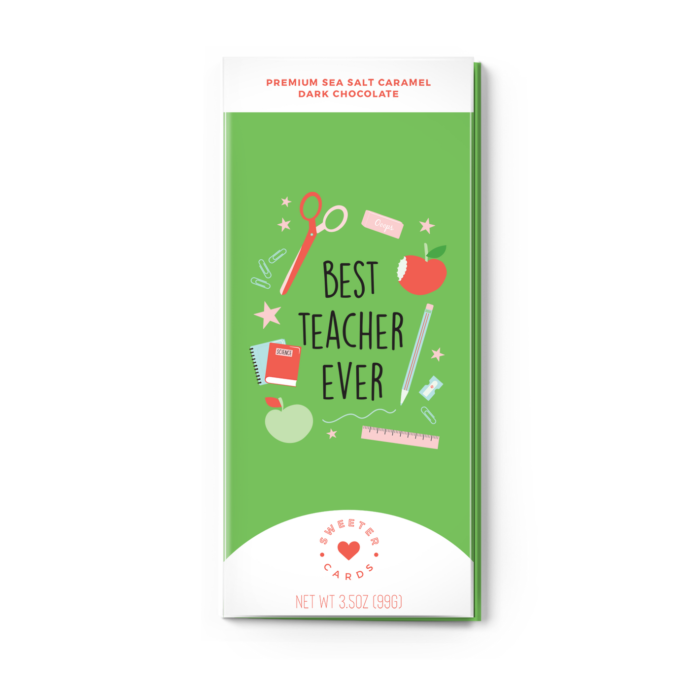 Best Teacher Ever Sea Salt Caramel Dark Chocolate Card
