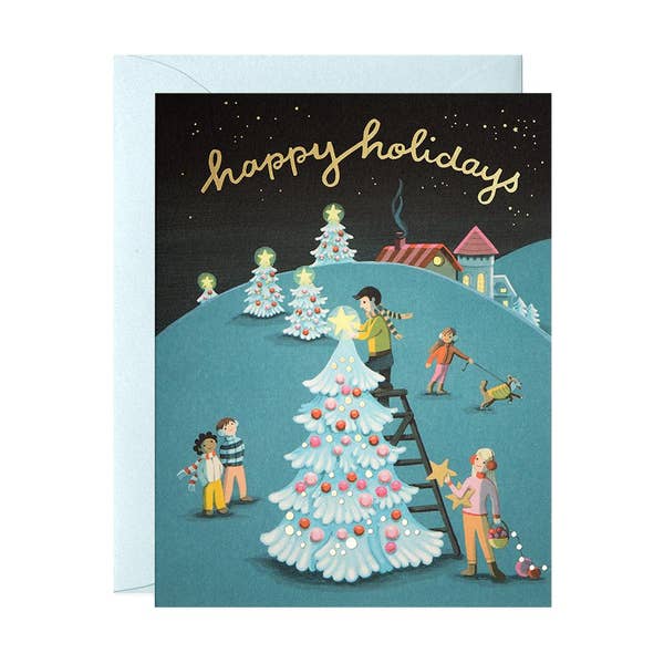 Tree Decorating Holiday Card