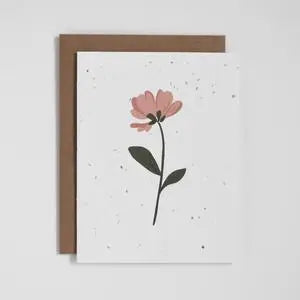 Plantable Greeting Card - Single Pink Flower