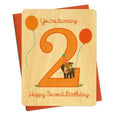 Pup Wood Second Birthday Card