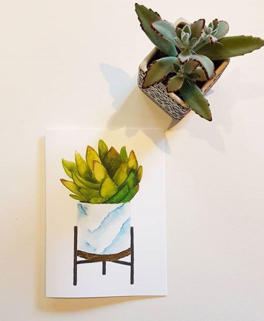 Potted Succulent Greeting Card