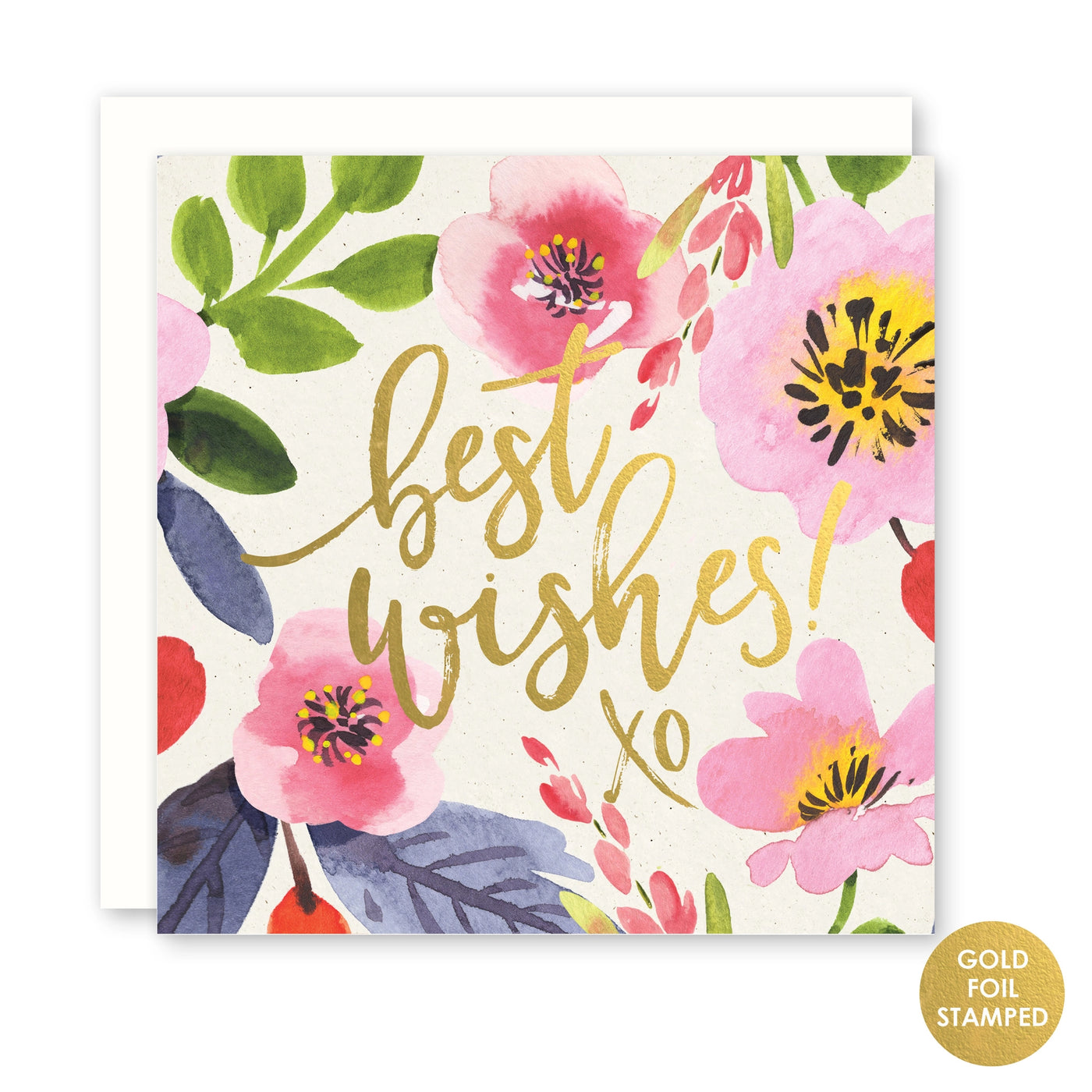 Best Wishes Card - Watercolor + Gold Foil