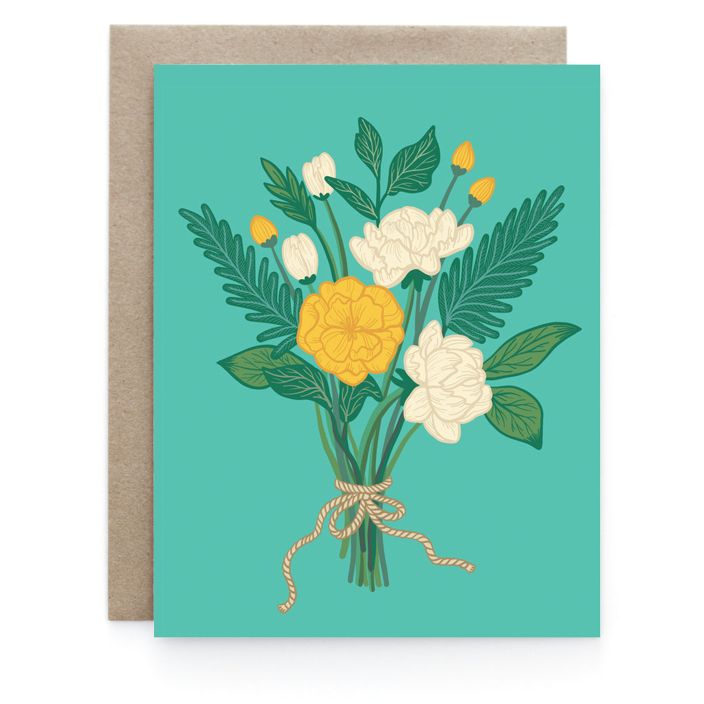 Teal Floral Greeting Card