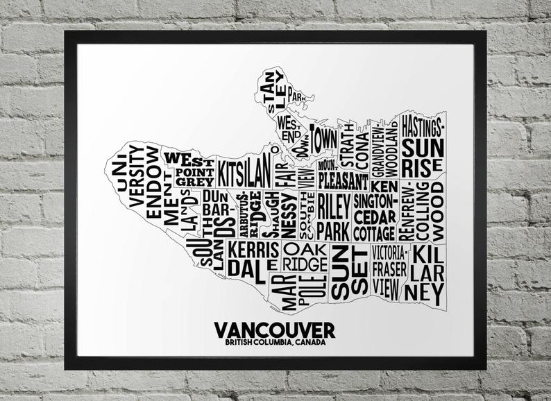 Vancouver Neighbourhood Map Print
