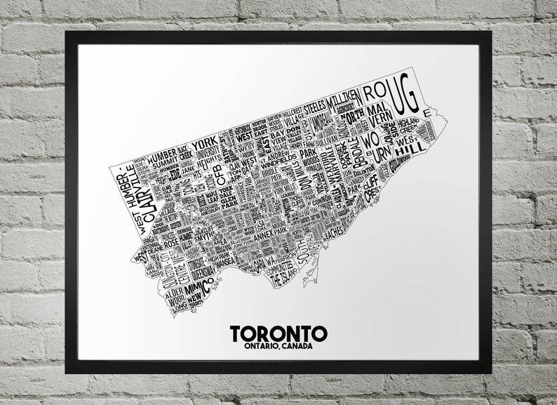 Toronto Neighbourhood Map Print