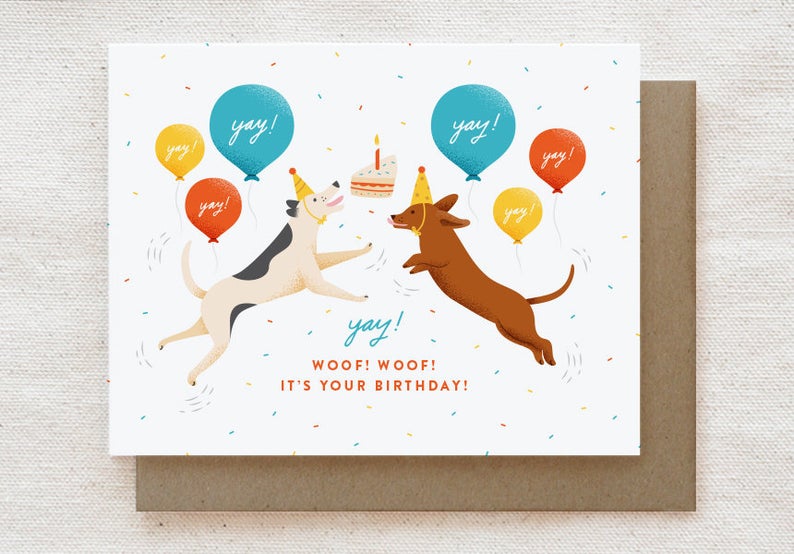 Excited Dogs Birthday Card