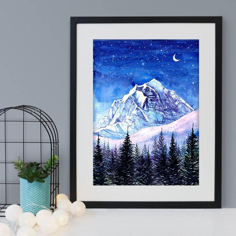 Night Edges / Banff Rocky Mountains Art Print