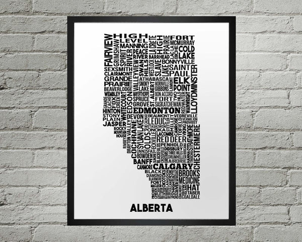 Alberta Cities Map Print