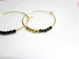Gold and Black Beaded Hoops