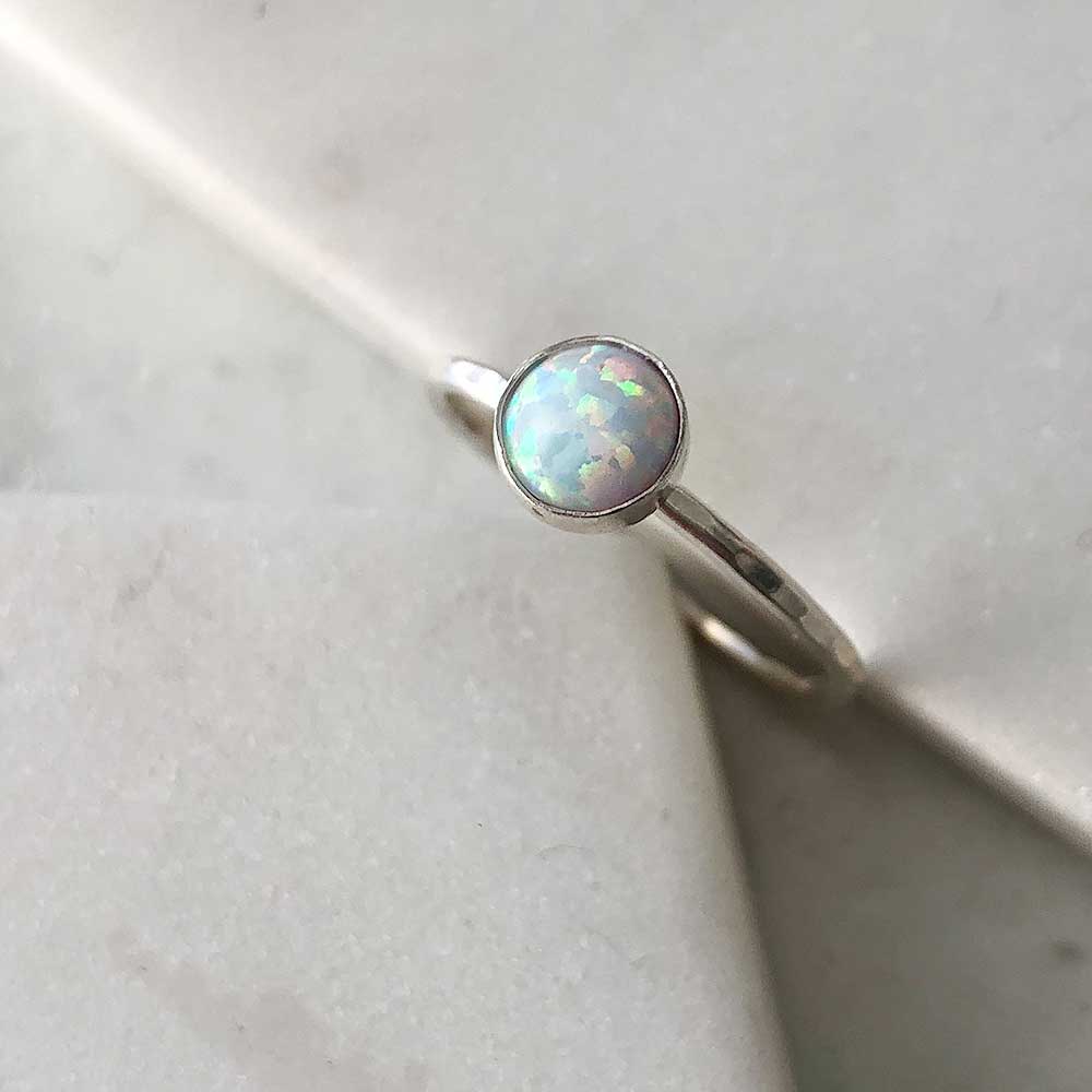 Opal Stacking Ring - Silver